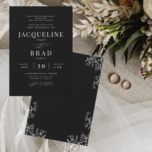 Chinoiserie Black Elegant Beide Eltern Hochzeit II Einladung