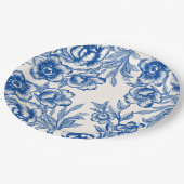 Chinoiserie Blau Blütenblume Thai Amore Brautparty Pappteller (Schrägansicht)