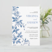 Chinoiserie Blau Französisch Vintage Viktorianisch Einladung (Stehend Vorderseite)