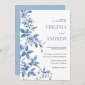 Chinoiserie Blau Französisch Vintage Viktorianisch Einladung (Vorne/Hinten)