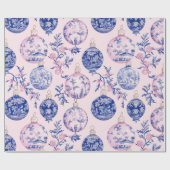 Chinoiserie Blau & Rosa Weihnachtsgeschenk Geschenkpapier (Flach)