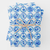 Chinoiserie Blau Teller Muster Geschenkpapier Set (Beispiel)