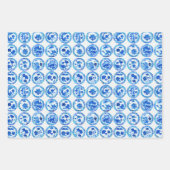 Chinoiserie Blau Teller Muster Geschenkpapier Set (Vorderseite)