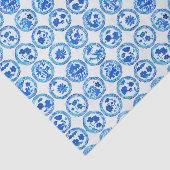 Chinoiserie Blau Teller Muster Seidenpapier (Ausschnitt)