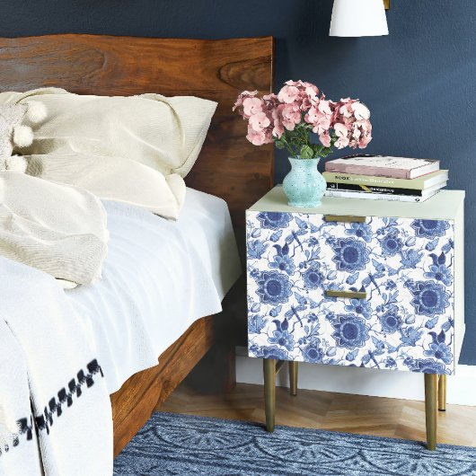 Chinoiserie Blau und Weiß-asiatische Blumendekoupa Seidenpapier