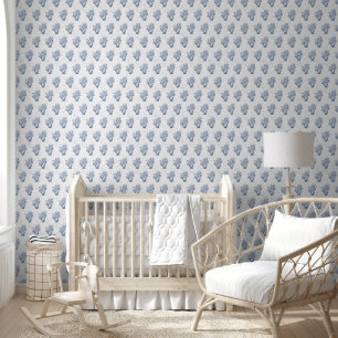 Chinoiserie Blau und Weiß Englische Blüte Tapete