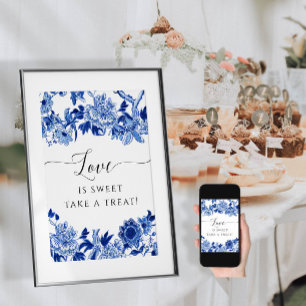 Chinoiserie Blau und Weiß Liebe ist süße Nachspeis Poster
