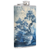 Chinoiserie Blau und Weiß Porzellan Design Flachmann (Rechts)