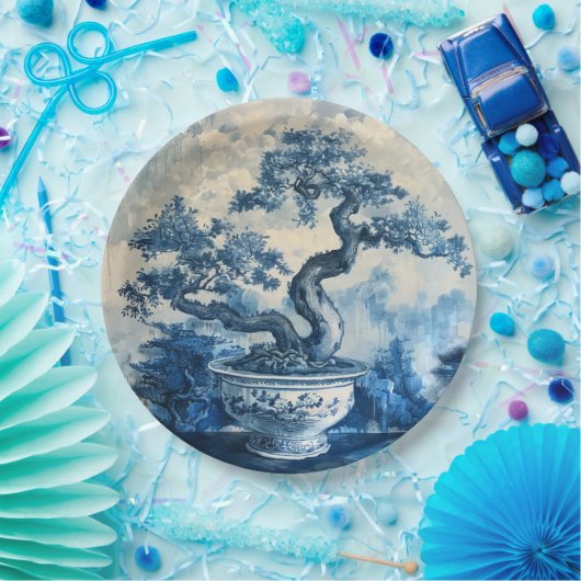 Chinoiserie Blau und Weiß Porzellan Design Pappteller (Party)