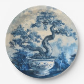 Chinoiserie Blau und Weiß Porzellan Design Pappteller (Vorderseite)