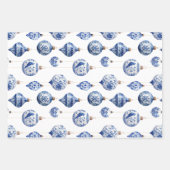Chinoiserie Blau und Weiß Weihnachtsschmuck Geschenkpapier Set (Vorderseite)