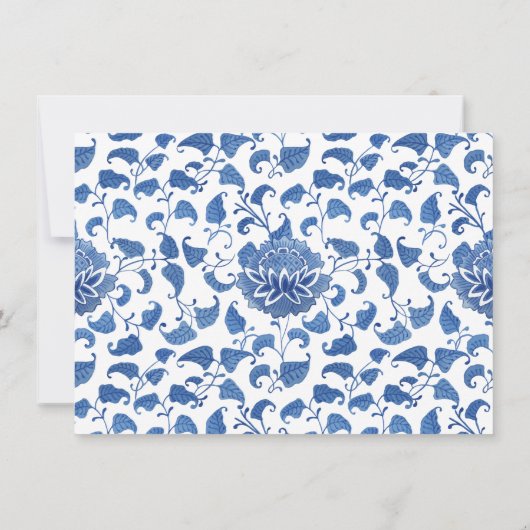 Chinoiserie Blau und Weiße Hochzeit retten das Dat Ankündigung (Rückseite)