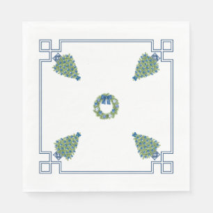 Chinoiserie Blau und weiße Weihnachten Serviette