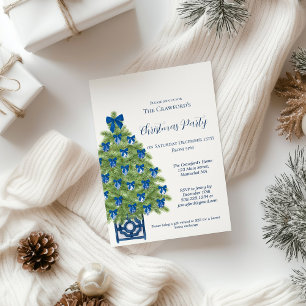 Chinoiserie Blau und weiße Weihnachtsbaume Einladung