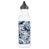 Chinoiserie Blau- und Weißspitzen Blume Edelstahlflasche (Rechts)