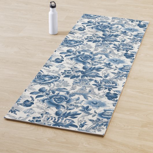 Chinoiserie Blau- und Weißspitzen Blume Yogamatte (Beispiel)