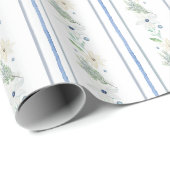 Chinoiserie Blau Weihnachten Blume Geschenkpapier (Rolleneckpunkt)