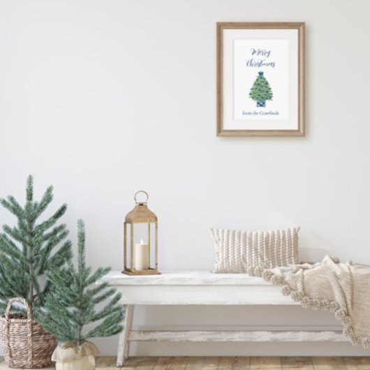 Chinoiserie Blau-Weiß-Christbaum Poster