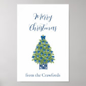 Chinoiserie Blau-Weiß-Christbaum Poster (Vorne)