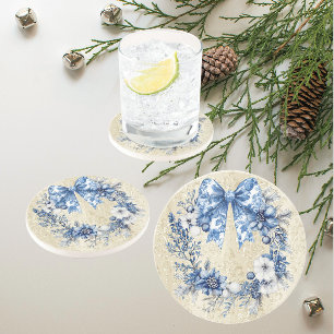 Chinoiserie Blau-Weiß-Festkranz Getränkeuntersetzer
