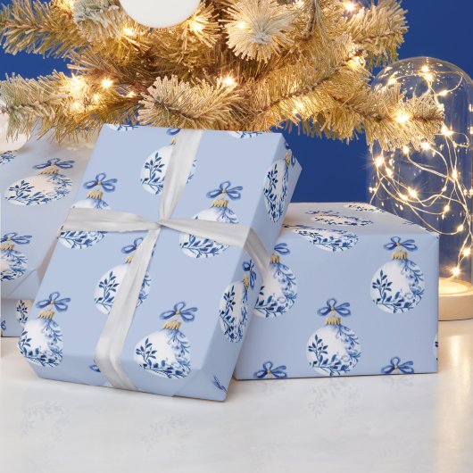 Chinoiserie Blau & Weiß Weihnachtsschmuck Geschenkpapier (Feiertage)