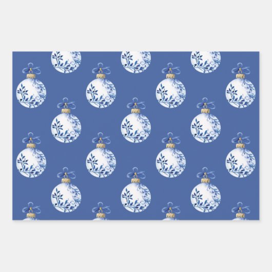 Chinoiserie Blau & Weiß Weihnachtsschmuck Geschenkpapier Set (Vorderseite 3)