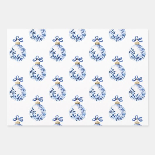 Chinoiserie Blau & Weiß Weihnachtsschmuck Geschenkpapier Set (Vorderseite 2)