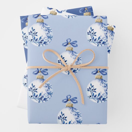 Chinoiserie Blau & Weiß Weihnachtsschmuck Geschenkpapier Set (Beispiel)