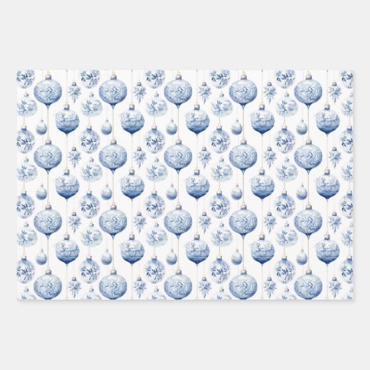 Chinoiserie Blau & Weiß Weihnachtsschmuck Geschenkpapier Set (Vorderseite 3)