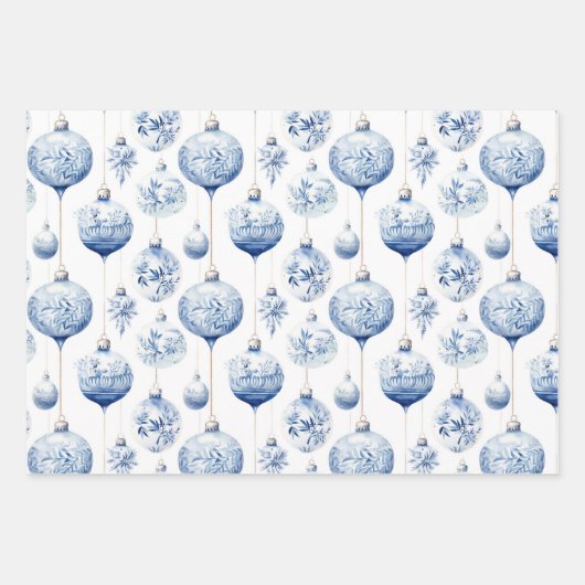 Chinoiserie Blau & Weiß Weihnachtsschmuck Geschenkpapier Set (Vorderseite 2)