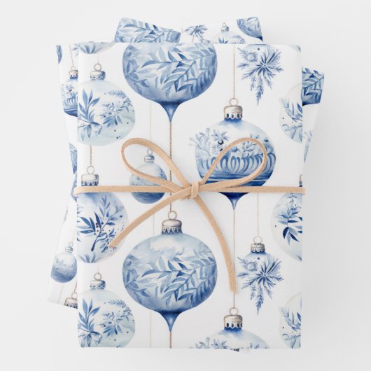 Chinoiserie Blau & Weiß Weihnachtsschmuck Geschenkpapier Set (Beispiel)