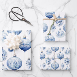 Chinoiserie Blau & Weiß Weihnachtsschmuck Geschenkpapier Set