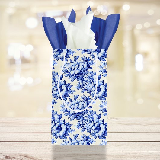 Chinoiserie Blau Weiße Blume Kleine Geschenktüte