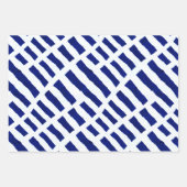 Chinoiserie Blau Weiße Blüten und Streifen Geschenkpapier Set (Vorderseite 3)