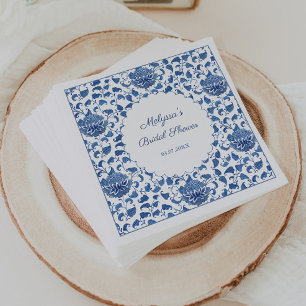 Chinoiserie Blau-Weiße Florale Hochzeitsdusche Serviette