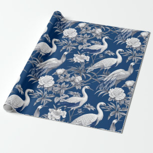 Chinoiserie Blau-Weiße-Vögel-Malerei Geschenkpapier
