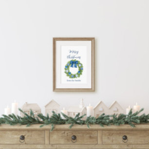 Chinoiserie Blau-Weiße Weihnachtsgirlande Poster