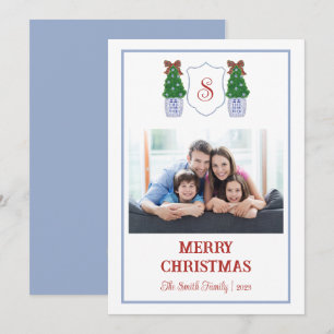 Chinoiserie Blau-weiße Weihnachtskarte Einladung