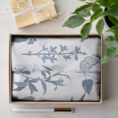Chinoiserie Blau Weiße Wildblume Blumendekoupage Seidenpapier (Geschenk)