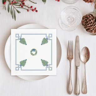 Chinoiserie Blau-Weißes Weihnachten Serviette