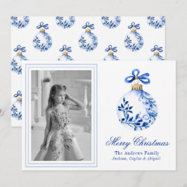 Chinoiserie Blau & Weißes Weihnachtsgeschenk Foto Feiertagskarte