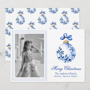 Chinoiserie Blau & Weißes Weihnachtsgeschenk Foto Feiertagskarte