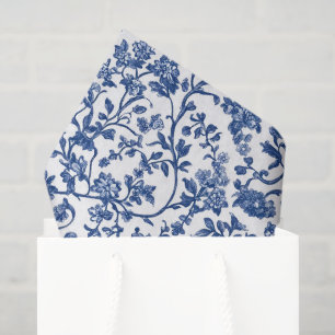 Chinoiserie Blaue Blumen-Dekoupage Seidenpapier