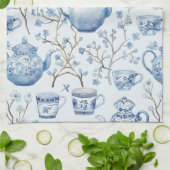 Chinoiserie Blaue Blumen Hochzeitsdusche Geschirrtuch (Gefaltet)