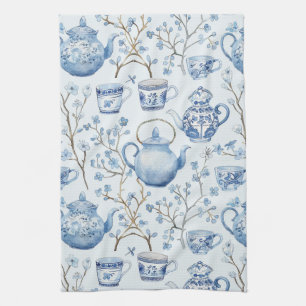 Chinoiserie Blaue Blumen Hochzeitsdusche Geschirrtuch