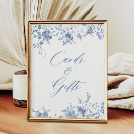 Chinoiserie Blaue Blumenkarten und Geschenke Poster