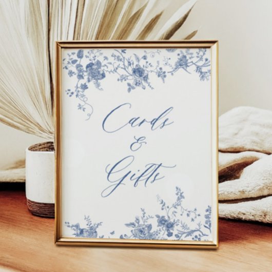 Chinoiserie Blaue Blumenkarten und Geschenke Poster