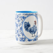 Chinoiserie Blaue Blüte mit Rooster Zweifarbige Tasse (VorderseiteRechts)