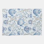 Chinoiserie Blaue Florale Hochzeitsdusche Geschirrtuch (Horizontal)