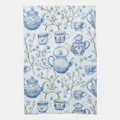 Chinoiserie Blaue Florale Hochzeitsdusche Geschirrtuch (Vertikal)